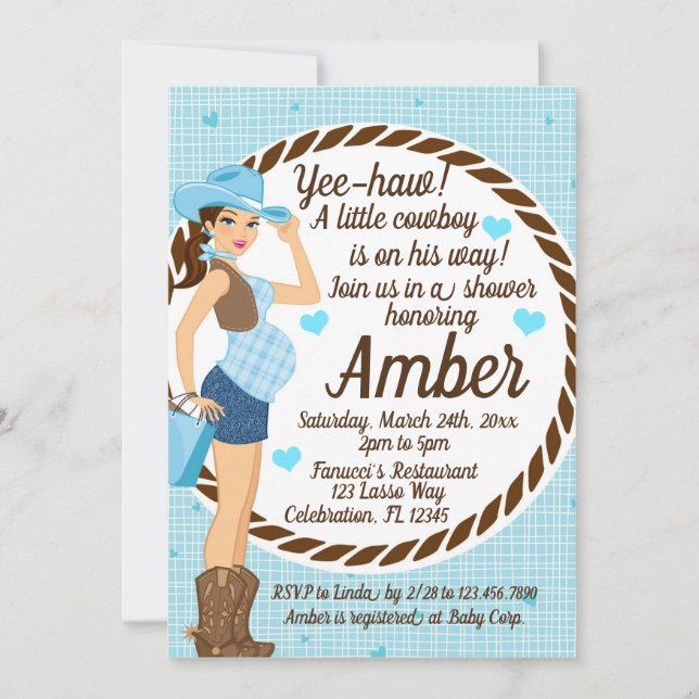 Country CowGirl Baby Boy Shower Invitation (Front)