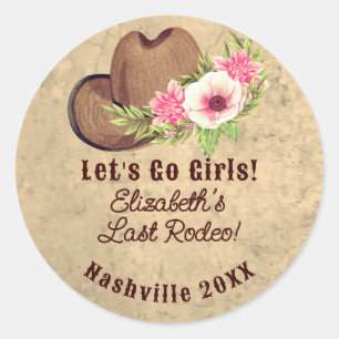 Country Cowgirl Bachelorette Bride's Last Rodeo Classic Round Sticker