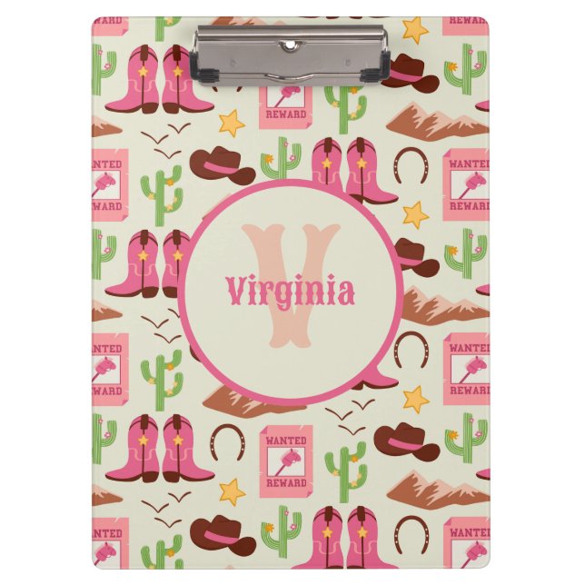 Country Cowgirl Boots Adorable Stick Horse Western Clipboard (Front)