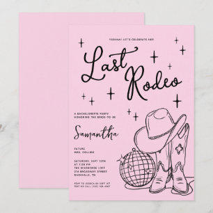 Country Cowgirl Pink Last Rodeo Bachelorette Party Invitation