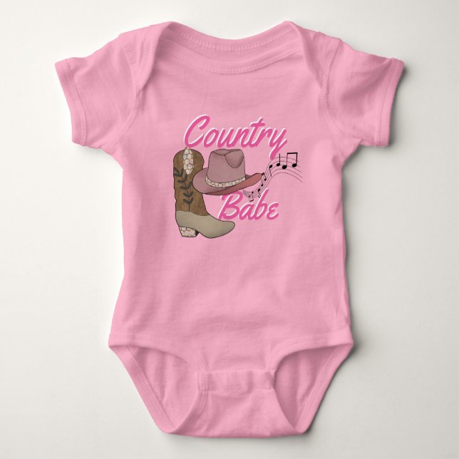 Country Cowgirl Rustic Music Southern Chic Hat Baby Bodysuit (Front)