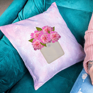 Country Crock Of Peonies Cushion
