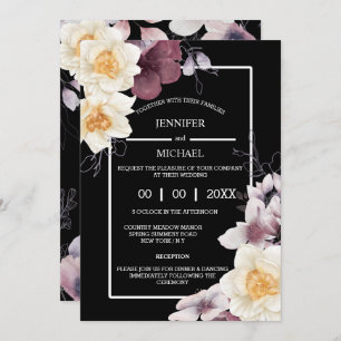 Country daffodil dark moody botanical floral invitation