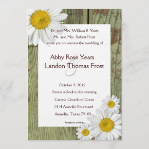 Country Daisy and Barn Wood Wedding Invitation