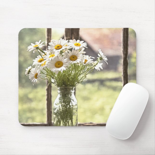 Country Daisy Bouquet In Window Mouse Pad (With Mouse)