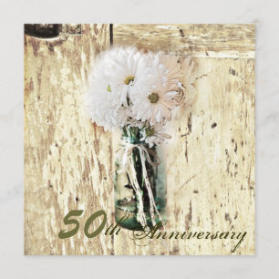 country daisy mason jar 50th wedding anniversary invitation