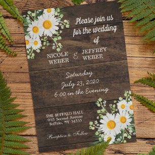 Country Daisy Spring Rustic Flower Wedding Invite
