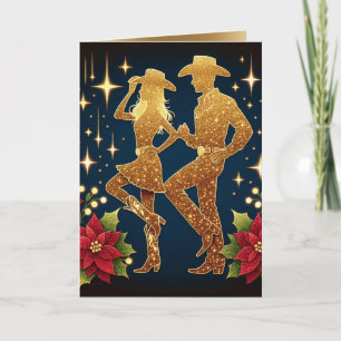 Country Dancers Christmas Holiday Greeting  Card