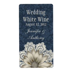 Country Denim & Ivory Lace Wedding Mini Wine