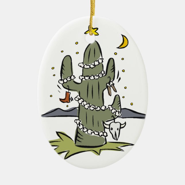 Country Desert Christmas Ceramic Ornament (Front)