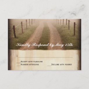 Country Dirt Road Rustic Fence Post Wedding RSVP