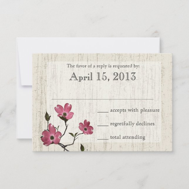 Country Dogwood Wedding RSVP Card (Front)