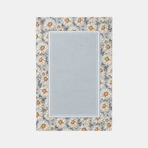 Country Dusty Blue Daisy 4x6 Area Rug