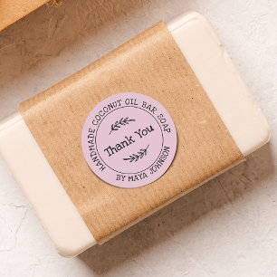 Country Dusty Pink Handmade Thank You Classic Round Sticker