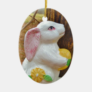 Country Easter Bunny Ceramic Tree Decoration