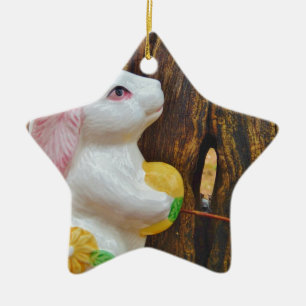 Country Easter Bunny Ceramic Tree Decoration