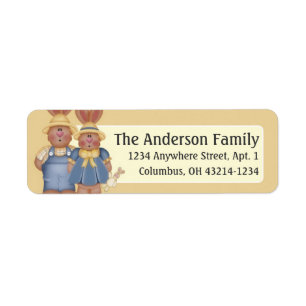 Country Easter Bunny Couple d1 Address Labels