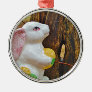 Country Easter Bunny Metal Ornament