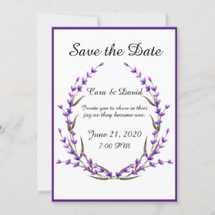 Country Elegant Chic Purple Floral Save the Date Invitation