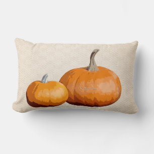 Country Elegant Harvest Pumpkins Faux Textured Lumbar Cushion