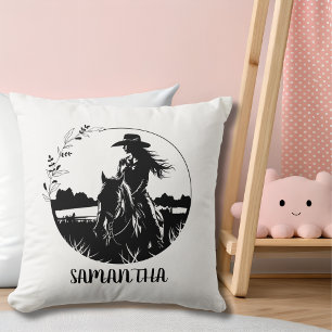 Country Elegant Horse Cowgirl Western Equestrian Cushion