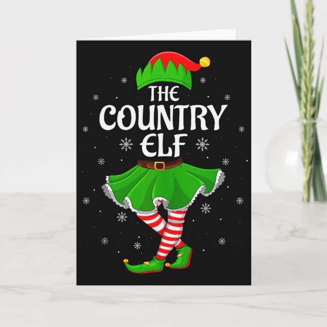 Country Elf Christmas Family Girls Women Elf Squad Card (Front)