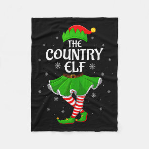 Country Elf Christmas Family Girls Women Elf Squad Fleece Blanket