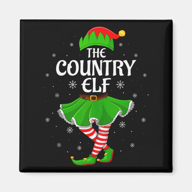 Country Elf Christmas Family Girls Women Elf Squad Magnet (Front)