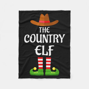 Country Elf Family Matching Group Christmas Cowboy Fleece Blanket