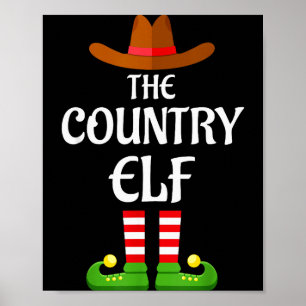 Country Elf Family Matching Group Christmas Cowboy Poster