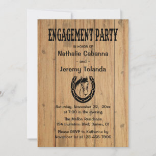 Country Engagement Party Horse Wood Wedding Rustic Invitation