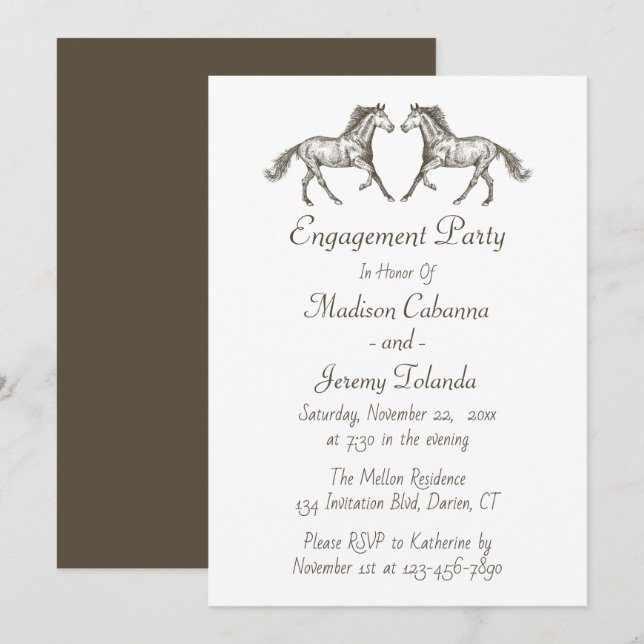 Country Engagement Party Western Wedding Horse Invitation (Front/Back)
