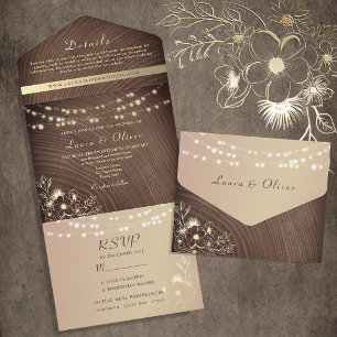 Country Fall Barn Wood Wedding All In One Invitation