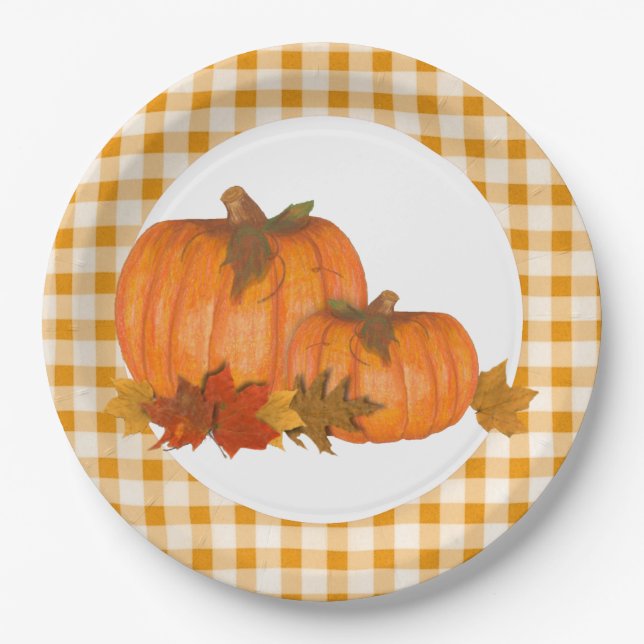 Country Fall Pumpkins  Paper Plate (Front)