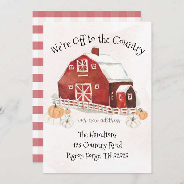 Country Fall Red Barn Moving Announcement (Front/Back)