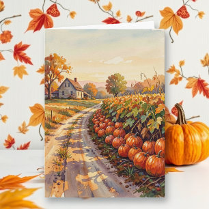 Country Farm and Pumpkin Patch   Autumn Blessings Card