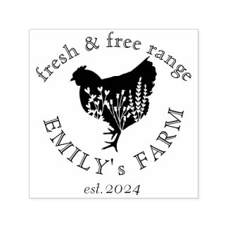 country farm chicken coop personalised name self-inking stamp