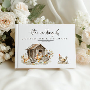 Country Farm Chicken Floral Wedding Guest Book