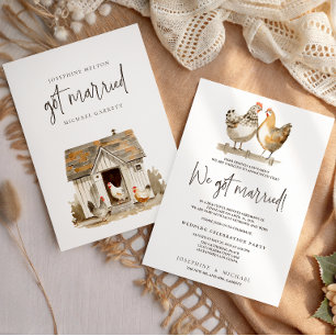 Country Farm Chicken Married Wedding Announcement