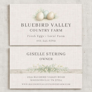 Country Farm Eggs Shabby Chic Linen Business Card