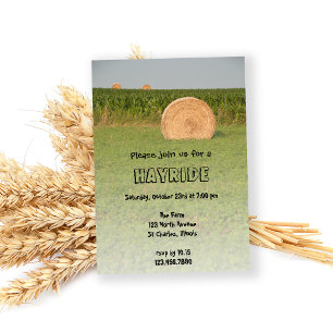 Country Farm Hay Bale Hayride Invitation