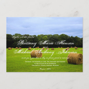 Country Farm Hay Bales Rustic Wedding Invitations
