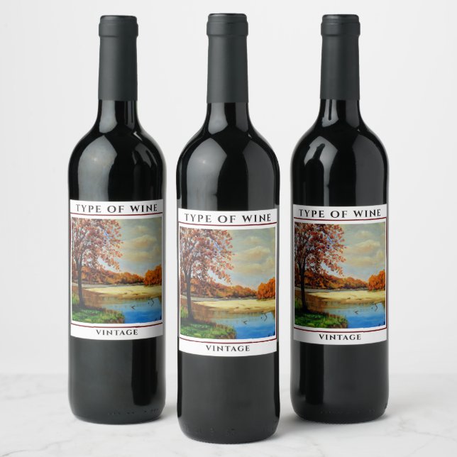 Country Farm House Artwork Wine Label (Bottles)