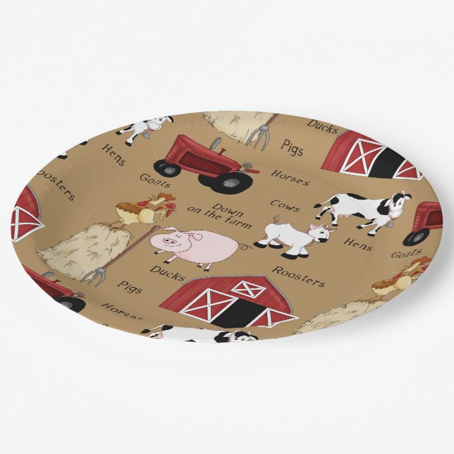 Country Farm party paper plates (Angled)