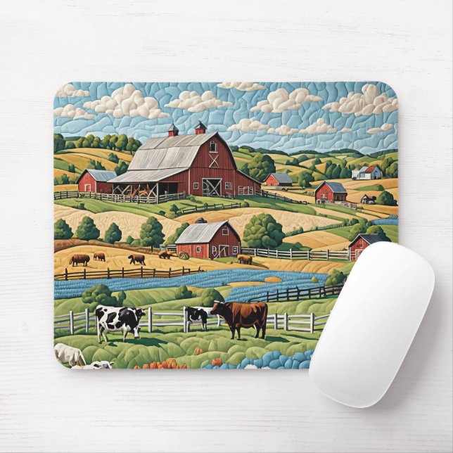 Country Farm Quilt Mouse Pad (With Mouse)