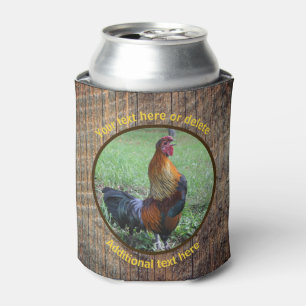 Country Farm Rooster Crowing Personalised Can Cooler