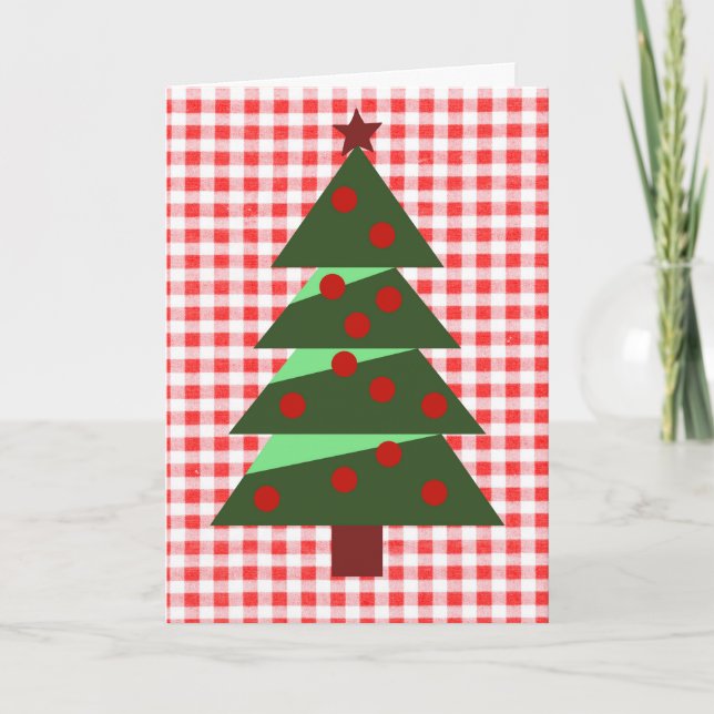 Country Farm Style Christmas Tree Art Card (Front)