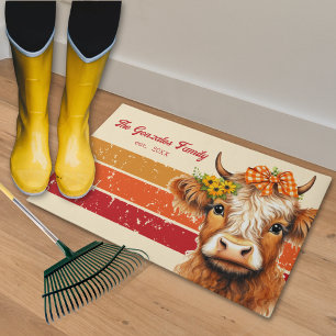 Country Farmhouse Barn Cute Highland Cow Door Mat