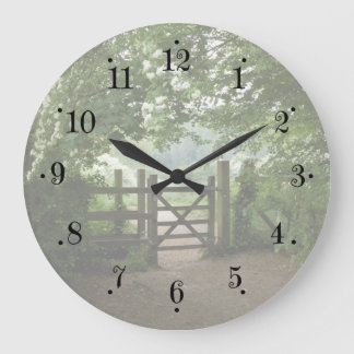 Country Farmhouse Garden Meadow Gate Wall Clock