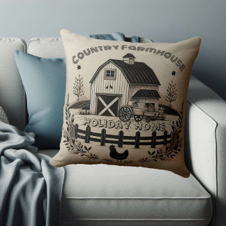 Country Farmhouse Holiday Home Rooster Minimalist Cushion